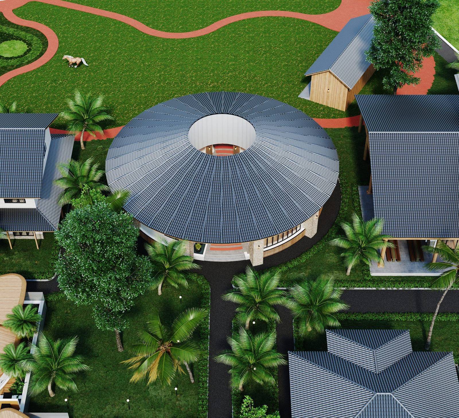 Jefferson Chateau — Domed pavilion from above