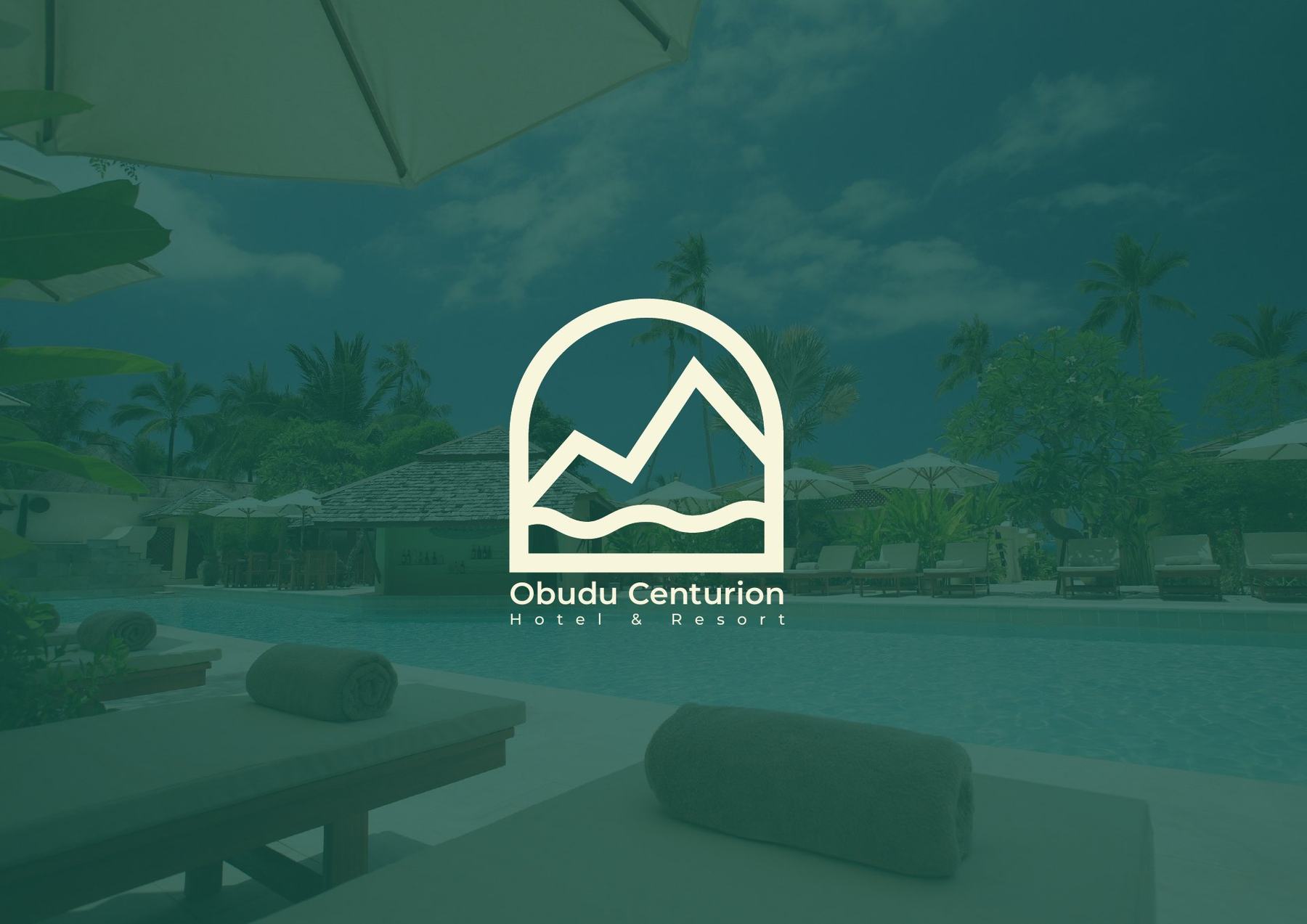 Obudu Centurion brand identity — Primary lockup on teal