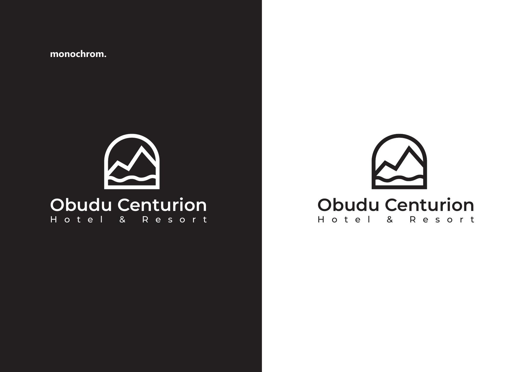 Obudu Centurion brand identity — Monochrome lockups
