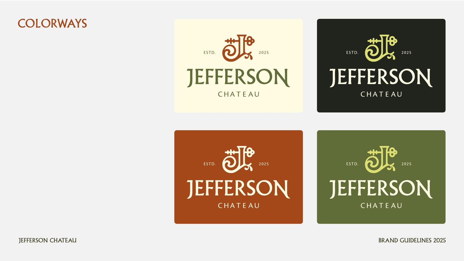 Jefferson Chateau brand guidelines — Logo colourways