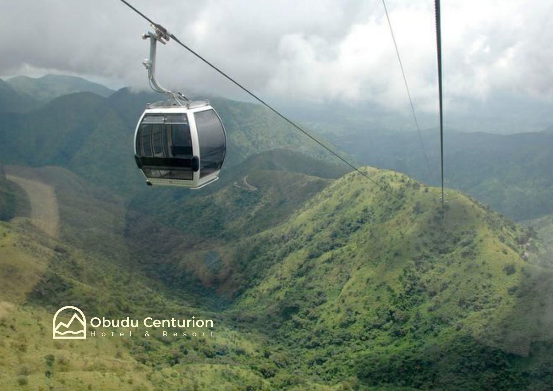 Obudu Centurion brand identity — Horizontal lockup · Obudu cable car