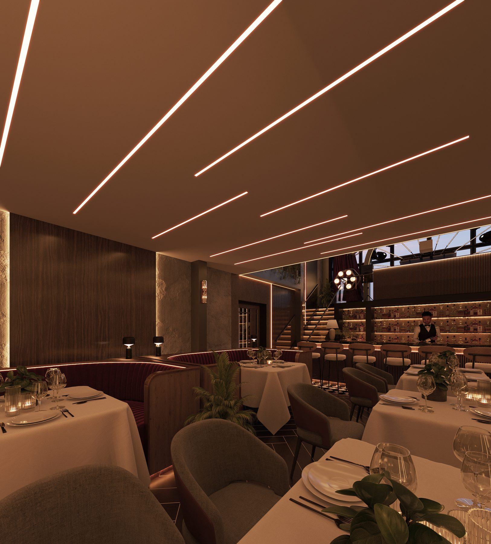 UJ Port Harcourt redevelopment — Dining room & banquettes