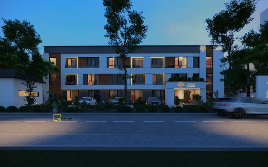 Park Residence &mdash; Street elevation at dusk