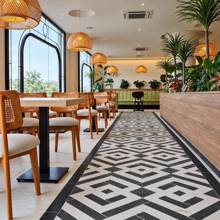 OVF Lounge — Window dining & tile runner